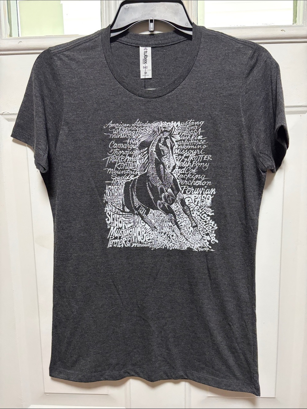 Tultex Charcoal Gray Fitted Tee with unique Horse design